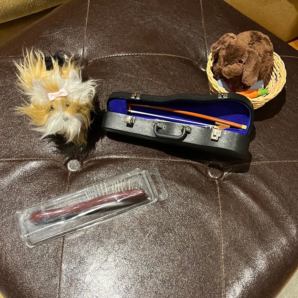 Lot of 2 American Girl Doll Pets. Retired.  Violin in case and brush EUC